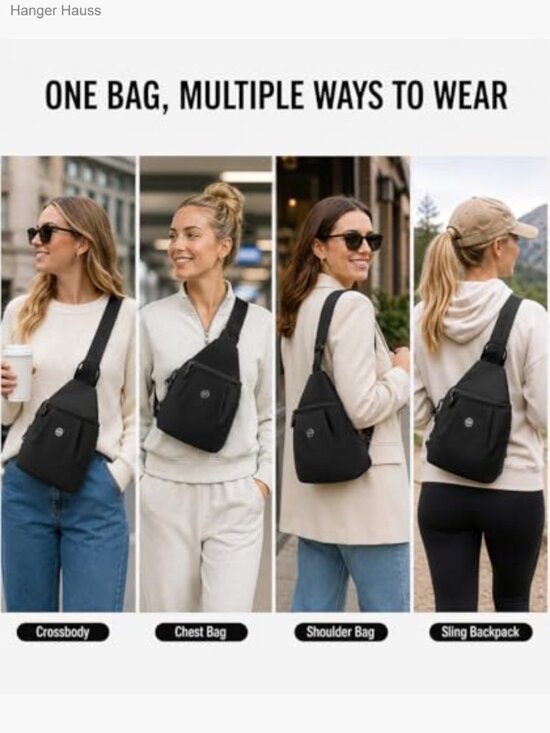 Water-Resistant Convertible Sling Backpack for Women, Lightweight Travel Chest main image 6